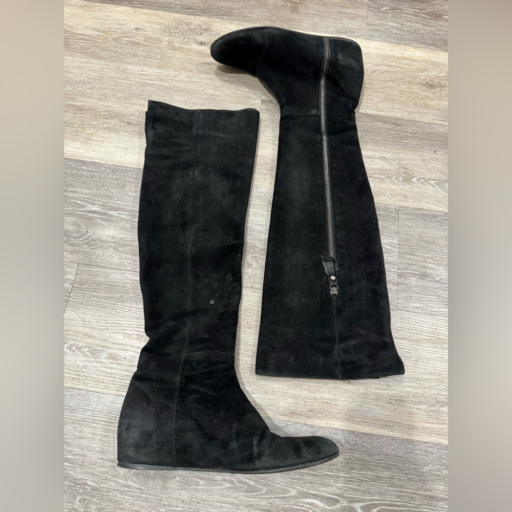 Stuart Weitzman black suede over-the-knee boots - Picture 2 of 10